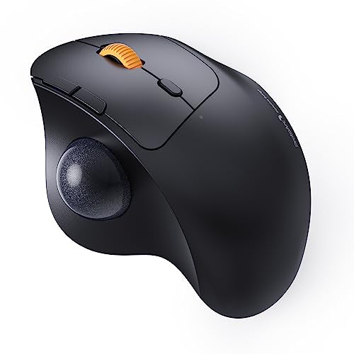 ProtoArc Wireless Trackball Mouse, EM04 Ergonomic Bluetooth Rollerball Rechargeable Computer Laptop Thumb Control Mouse, Compatible with PC, iPad, Mac, Windows-Gray Ball