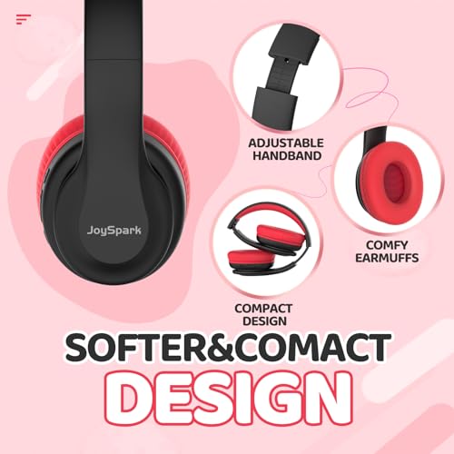 JoySpark Kids Bluetooth Headphones, Lightweight Wireless Headphones for Kids, 85/94dB Volume Limited, 60 Hours Playtime, Bluetooth 5.3, Over-Ear Toddler Headsets with Built-in Mic-Black - color: Black