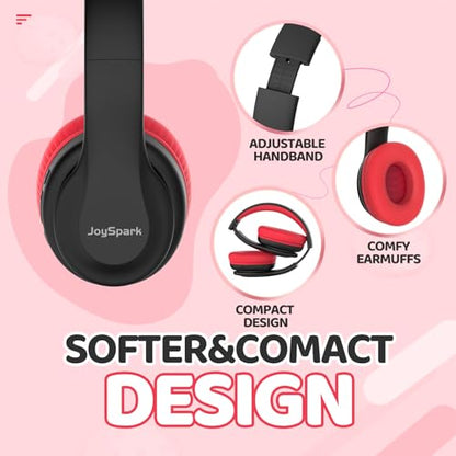 JoySpark Kids Bluetooth Headphones, Lightweight Wireless Headphones for Kids, 85/94dB Volume Limited, 60 Hours Playtime, Bluetooth 5.3, Over-Ear Toddler Headsets with Built-in Mic-Black - color: Black