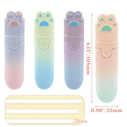 Temiary 4P Cute Cat Paw White Correction Tapes, White Smooth Pull Out Tape
