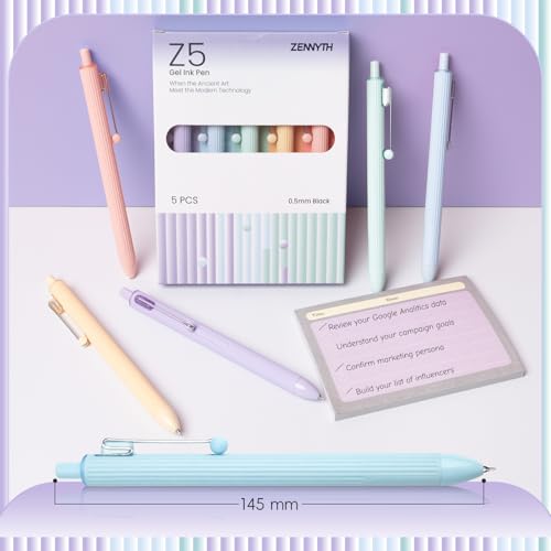 YOXMJDB Gel Pens, 5 Pcs 0.5mm Black Ink Fine Point Pens Quick-Drying Retractable Pens with Diamond-Shaped Barrel, Smooth Writing Pens for Journaling & Note Taking (5 Pcs Z5 Macaron) - color: 5 Pcs Z5 Macaron