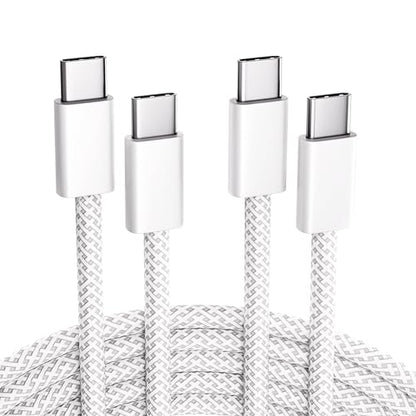 USB-C to USB-C Cable 2-Pack, 60W Fast Charging, Premium Nylon Braided, USB-C Power Delivery, Data Sync for iPhone 15/16/17, Android, Samsung, iPad, MacBook (2pack-3ft) - size: 2pack-3ft