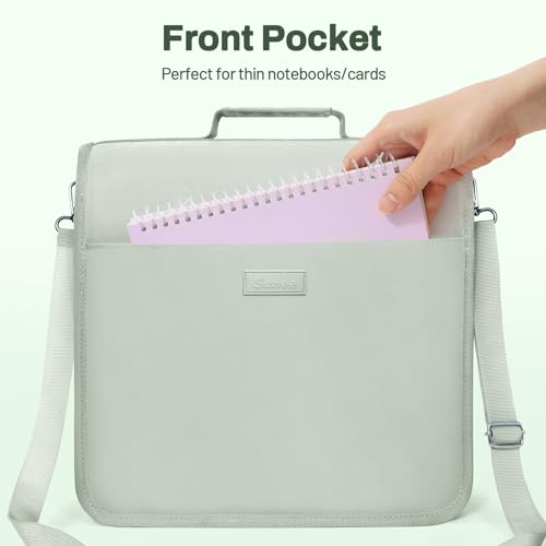 SUNEE Zipper Binder 3 Ring, 3 Inch O-Ring with Handle and Shoulder Strap, 600-Sheet Capacity, 5-Tab Expanding File Folder, Multi-Pockets for Middle School Organizer Binder with Zipper, Sage Green - color: Sage Green