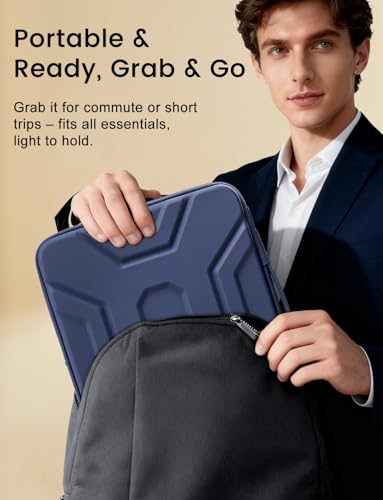 DOMISO 14 inch Laptop Sleeve with Handle, Shockproof & Waterproof EVA Protective Laptop case, Hard Laptop Sleeve for 14" HP Dell Asus Lenovo Laptop, Dark Blue - color: Dark Blue, size: 14 inch