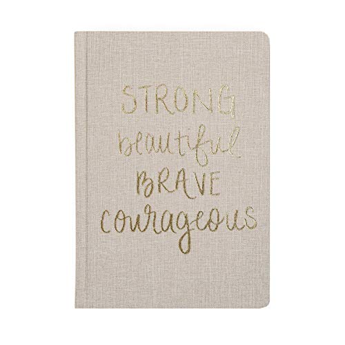 Sweet Water Decor Cute Motivational Lined Composition Notebook for Women, 100 Ruled Pages for Writing, Diary with Fabric Inspirational Cover (Strong Beautiful Brave Courageous) - style: Strong Beautiful Brave Courageous