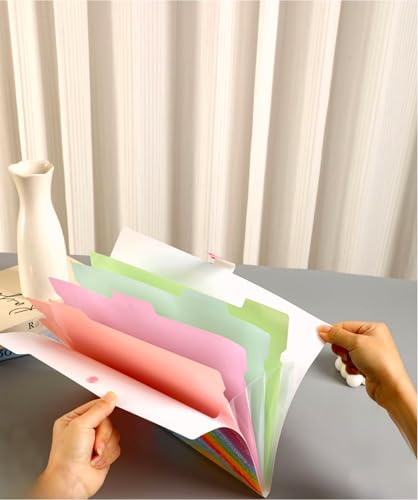 Cute Expanding File Folder - 5 Pockets Accordion Document Organizer, Waterproof Poly Plastic, A4/Letter Size for School Office Home - Rainbow - style: Rainbow