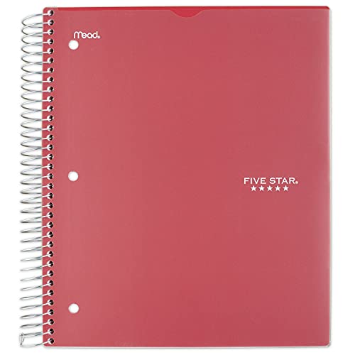 Five Star Spiral Notebook, 5 Subject, College Ruled Paper, 200 Sheets, 11" x 8-1/2", Customizable Cover, Color Selected For You (08234) - color: Color Selected For You