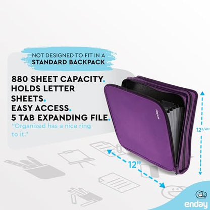 Zipper Binder 3 Ring, Large 2 Inch Binder with Zipper, 880 Sheet Capacity with Durable Handle, Multiple Pockets School Organizer, Purple - by Enday - color: Purple