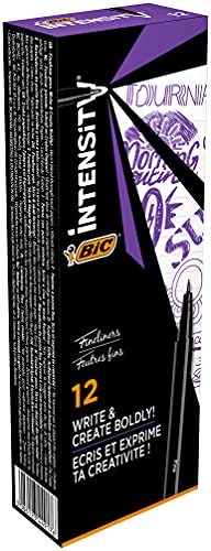 Bic Intensity Fineliner Pens Fine Tip Pens Ideal for Office, Home Office or School, Purple, Pack of 12 - color: Purple