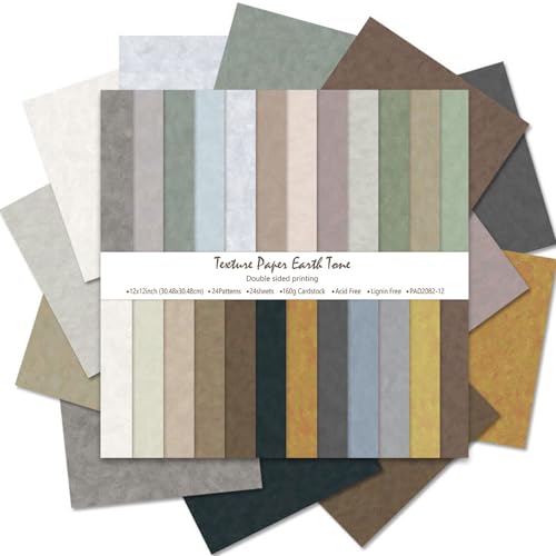 Scrapbook Paper 12x12 160gsm Double-Sided Patterned Decorative Papers for Scrapbooking, Junk Journaling, and Card Making, Ideal Scrapbook Supplies and Paper Craft Supplies 24 Sheets (Earth Tone) - color: Earth Tone