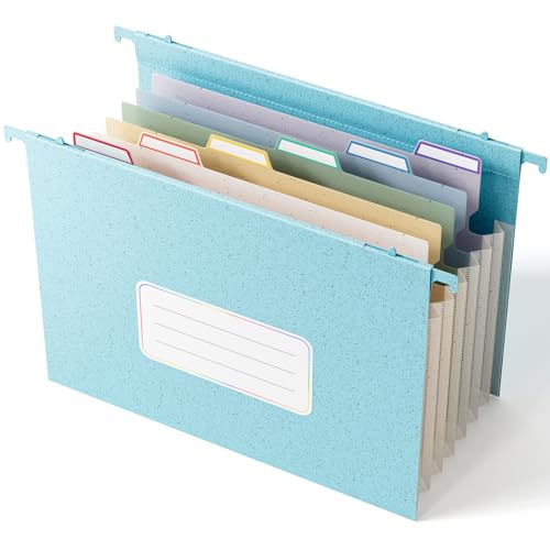 EcoStash Wheat Straw Expanding Hanging File Folders,1.2" Accordion Pockets File Organizer, Large Capacity,Letter Size for Filing Cabinet,100% BPA Free, Return to Nature, Healthy Living-Sky Blue - color: Sky Blue, style: 1 pack