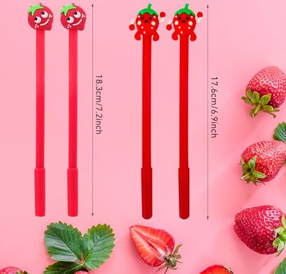 30 Pcs Cute Strawberry Gel Ink Pens, Fruit 0.5 mm Black Ink Cool Novelty Writing Pens for Ournaling, Writing, Note-Taking, Teacher Student School Party Office Home Supplies (Cute Strawberry) - style: Cute Strawberry