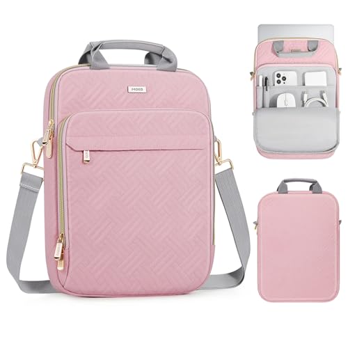MoKo 13-14 in Puffer Laptop Sleeve Bag for 13-inch New Mac Air M5/Neo A18 Pro, 14-inch Mac Pro M5/M4/M3/M2/M1, 13.8“ Surface, Puffy Laptop Carrying Case with Handle & Shoulder Strap, Pink - color: Pink, size: 13.3-14 Inch