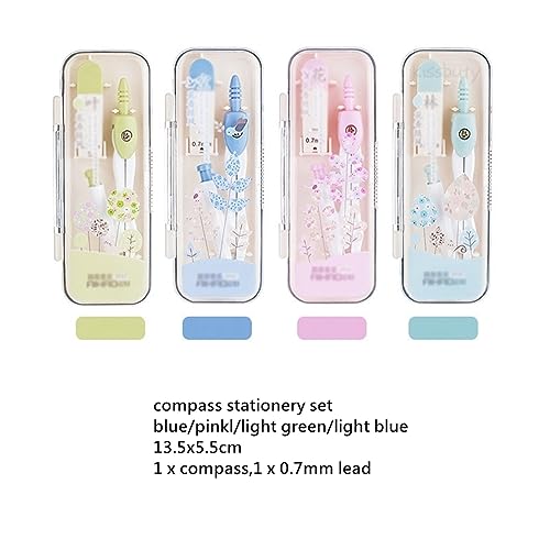 Compass Set Metal Drawing Compass with 0.7mm Lead Refill Math Geometry Tools Circles School Supplies Cute Stationery Set Students Math Geometry Kit Set (Color : D)