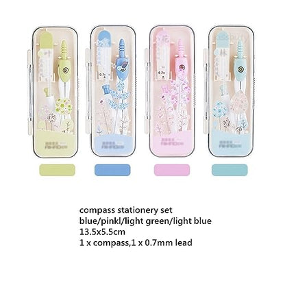Compass Set Metal Drawing Compass with 0.7mm Lead Refill Math Geometry Tools Circles School Supplies Cute Stationery Set Students Math Geometry Kit Set (Color : D)