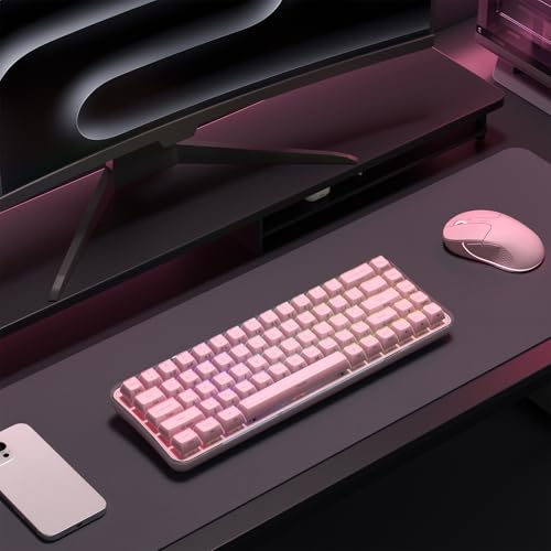Womier Q61 PRO Wireless Keyboard with RGB Backlighting, 60% Mechanical Gaming Keyboard, Hot-Swappable Creamy Keyboard for PC, BT 5.0/2.4GHz/USB C, ASA Profile, Side-Engraved PC+ABS Keycaps - Pink - color: Pink