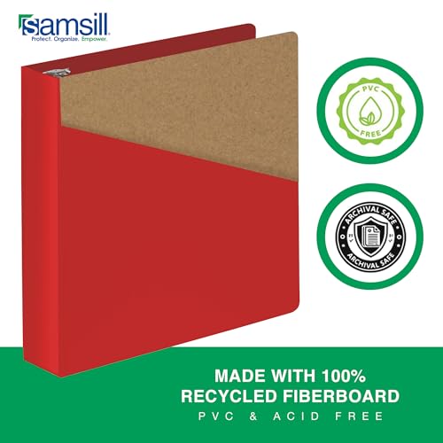Samsill Durable 2 Inch Binder, D Ring Binder, Customizable Clear View Cover, Ruby Red, Holds 475 Pages - color: Red, size: 2 Inch