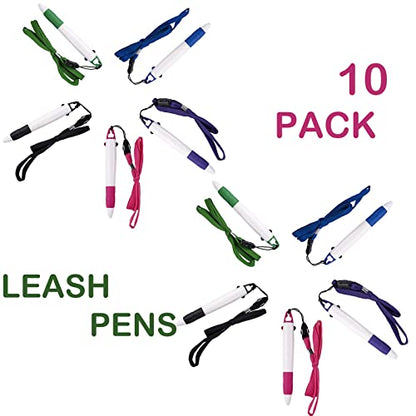 Neck Pens in a Rope Retractable Pen on Lanyard 2 Color Ink Ballpoint Pen with Chain for Nurses Students, Office School Home Supplies (10 Pack)