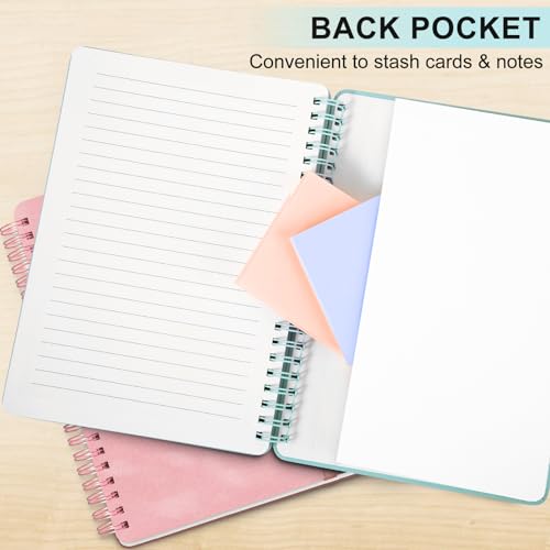 Light Green Lined Spiral Journal Notebook with 160 Pages, 8×5.7in, A5 Spiral Notebook, Journaling Notebooks for Work, School, Women, Men, College Ruled Spiral Notebook, Hardcover Leather Journals | 160 Pages Small Journaling Notebooks, 5.7"x11" Note Book