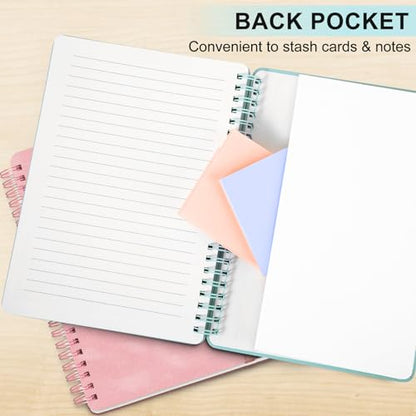 Light Green Lined Spiral Journal Notebook with 160 Pages, 8×5.7in, A5 Spiral Notebook, Journaling Notebooks for Work, School, Women, Men, College Ruled Spiral Notebook, Hardcover Leather Journals | 160 Pages Small Journaling Notebooks, 5.7"x11" Note Book