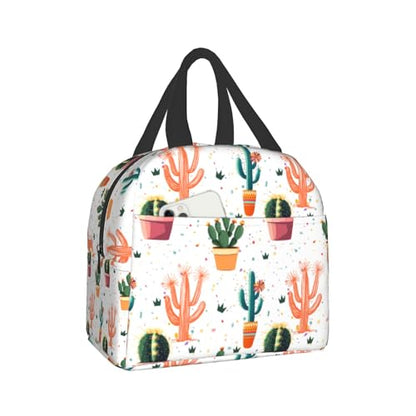 Cactus Lunch Bag Succulent Floral Insulated Lunch Tote Bags Container Reusable Cooler Lunch Box for Teens Kids Adult Office Outdoor - color: Cactus