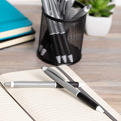 Simply Genius Retractable Ballpoint Pens - 100-Pack, Black Ink, Gray & Black, 1.0mm Medium Point - Bulk Pens for Office & School Supplies - Smooth Writing for Notebooks & Journals - color: Gray/Black