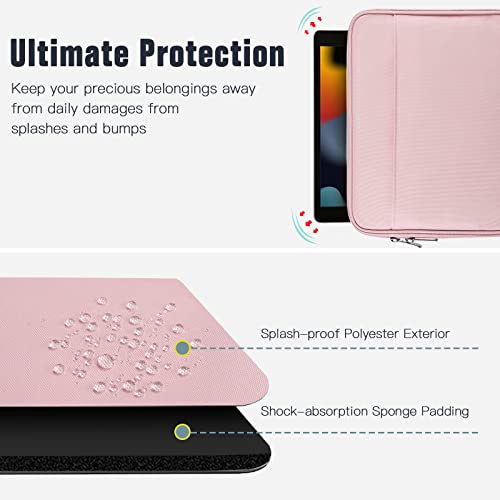 TiMOVO 9-11" Tablet Sleeve with Pocket for iPad A16 Tab, Pink | Protective Sleeve with Front Pocket, Fits iPad 11" A16 2025, 10th Gen 10.9", 10.2", Air 11/5th/4th Gen, Tab A9+ 11" - color: Pink