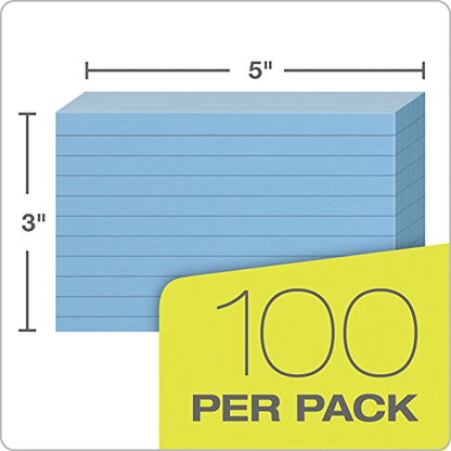 Oxford Ruled Color Index Cards, 3" x 5", Blue, 100 Per Pack (7321 BLU) - size: 100 Count (Pack of 1)