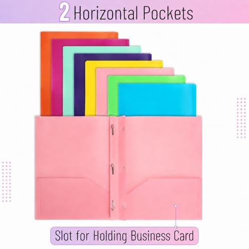 Mr. Pen- Plastic Folders with Pockets and Prongs, 5 Pack, Letter Size | Flexible Plastic Folders with Prongs - color: Bright Colors, size: 5 Pack