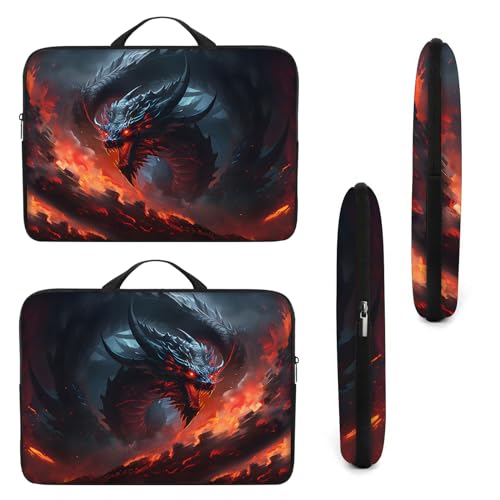 Laptop Sleeve Bag with Handle Computer Protective Soft Cover Case for 14 Inch 13 Inch Laptop,Fire Dragon - color: Fire Dragon