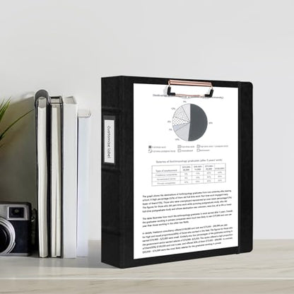 Ospelelf 3 Ring Binder with Clipboard 2 Inch Leather Binder for Letter Size (8.5" x 11"), Clipboard Binder with 5 Tab Dividers Back to School Supply, Black - color: Black, size: Letter Size - 2 Inch