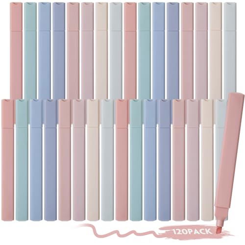 Marspark 120 Pcs Highlighters Bulk Chisel Tip Aesthetic No Bleed Cute Color Marker Pens for Journal Planner Notes School Study Office Supplies (Earthy Colors) - color: Earthy Colors