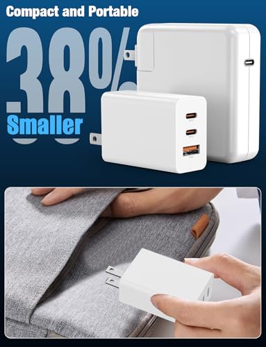Hzevn 2Pack 65W USB C Wall Charger Block, 3-Port 100W USB C Charging Adapter,Multi Super Fast Charging Power Plug Cube for MacBook Pro/Air,i-Pad Pro,i-Phone 16/15, Galaxy S25，White and Black - color: Black+White