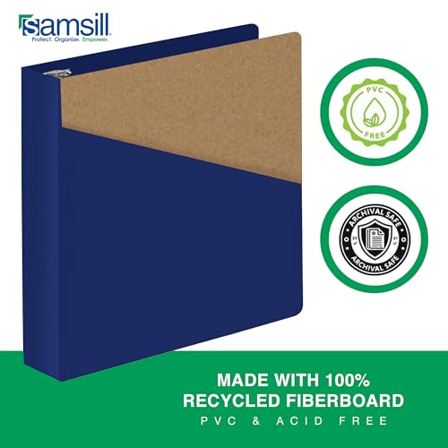 Samsill Durable 2 Inch Binder, D Ring Binder, Customizable Clear View Cover, Blueberry, Holds 475 Pages - color: Blueberry, size: 1 Pack, style: 2 Inch