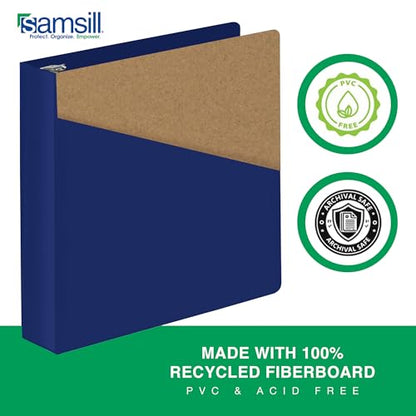 Samsill Durable 2 Inch Binder, D Ring Binder, Customizable Clear View Cover, Blueberry, Holds 475 Pages - color: Blueberry, size: 1 Pack, style: 2 Inch