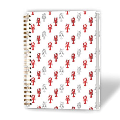 XUNLURY Red Lobster Ocean Beach Notebook, Lobster Lover Gifts Journal, Beach Themed Gifts Journal, Nautical Coastal Crayfish Hardcover Spiral Notebooks, 5.5x8.3 Inch - color: Color_J