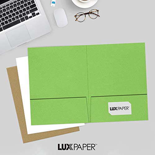 LUXPaper 9" x 12" Presentation Folders | Two Pocket | Limelight Green | 100lb. Cover | 10 Qty - color: Limelight