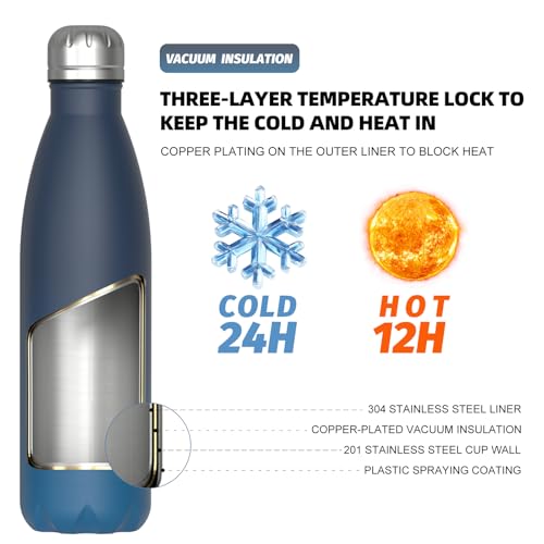 WATERSY Stainless Steel water bottles,17oz/500ml Insulated Water Bottles,Blue Green metal water bottle Keeps Drink Cold and Hot,BPA Free kids water bottles for School,Gym,Travel,Sports - color: Deux Teal