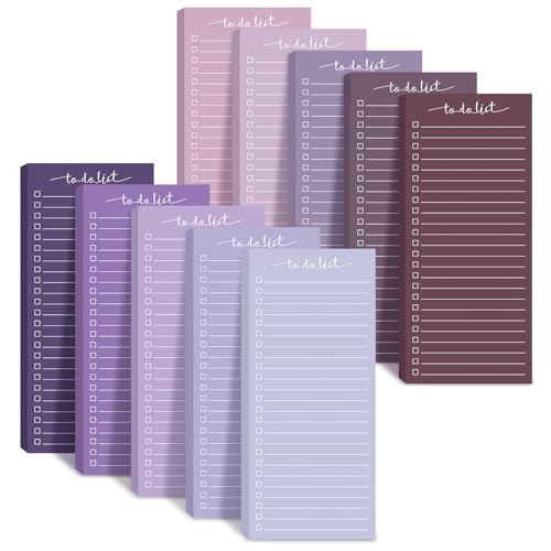 Censen 10 Pack 500 Sheets to Do List Notes Daily Checklist Notepad with 50 Sheets Undated Memo Pad Color Block Shopping List Weekly Plan Notepad Organizer Planners(Gradient Purple,Lined) - color: Gradient purple, style: Lined