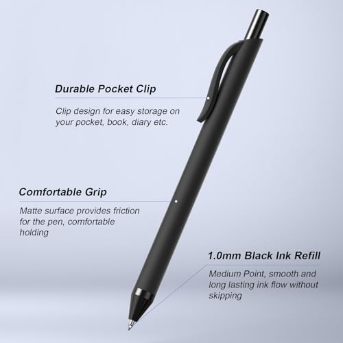 208 Pack Black Pens - Bulk Pens 1.0mm No Bleed Retractable Ballpoint Pens | Medium Point Smooth Writing Black Ink Click Pen for Waitress, Server, Office, business - color: Black (Black ink)