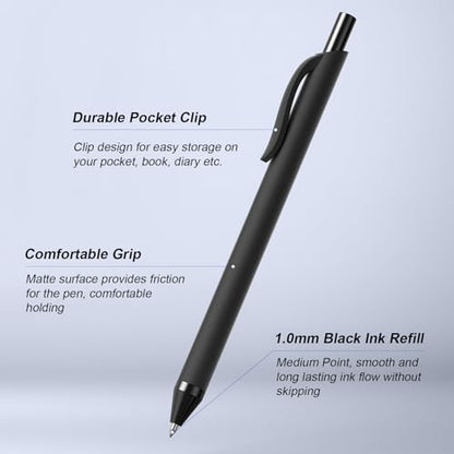 208 Pack Black Pens - Bulk Pens 1.0mm No Bleed Retractable Ballpoint Pens | Medium Point Smooth Writing Black Ink Click Pen for Waitress, Server, Office, business - color: Black (Black ink)