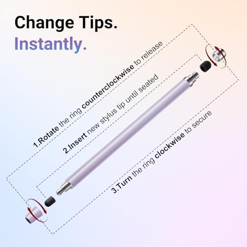 LINFANC 12Pcs Stylus Pen for Touchscreen, 2-in-1 High Precision & Sensitivity Stylus Pen for iPad/iPhone/Android Smartphones and Tablets Compatible with All Touch Screens