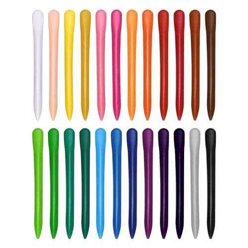 PATIKIL Washable Crayons, 24Pcs 24 Colors Easy to Grip Triangle Long Crayon with Cute Box for Art Craft Supplies Drawing Learning & Practice Festival Gift