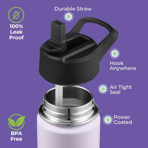 SIPX™ 12 oz Insulated Water Bottle with Straw Lid – Leakproof Stainless Steel, BPA-Free, Easy to Carry – Perfect for School, Camp, Sports & Travel – Purple - color: Purple