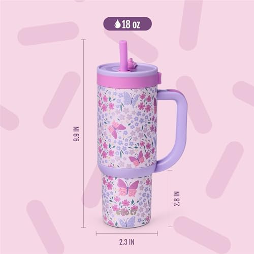 Ello Oasis 18oz Stainless Steel Kids Tumbler with Handle & Retracting Straw, 100% Leakproof, Double-Wall Vacuum Insulated, Kids Water Bottle for School, BPA Free, Dishwasher Safe, Winging It - color: Winging It, size: 18 Ounces