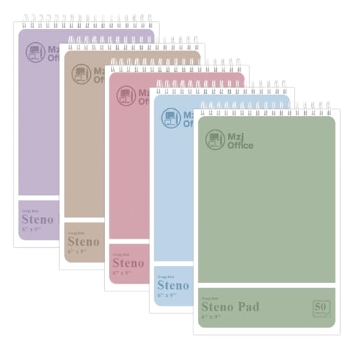Steno Notebooks Top Spiral 6x9 | Steno Pads -5 Assorted Color | Steno Notepad Gregg Ruled | Spiral Notepads for Work, School, College, Office Note Taking | Professional Notebooks for Work. - color: A-Pastel (5 Pack)