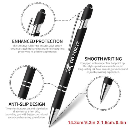 Personalized 15 Pack Motivational Pen Set Stylus Pens Ballpoint | Designed with Inspirational Quotes Retractable Pens for Office School Supplies, Encouragement Gifts for Women Men, Black - color: Black, style: Positive