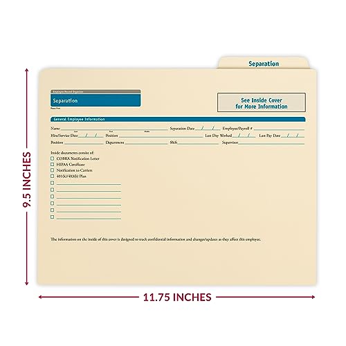 ComplyRight Separation Folder, Pack of 25 | 9-1/2" x 11-3/4", Document Filing Folder for Businesses, HR Employee Management Documentation Office Supplies - style: Separation