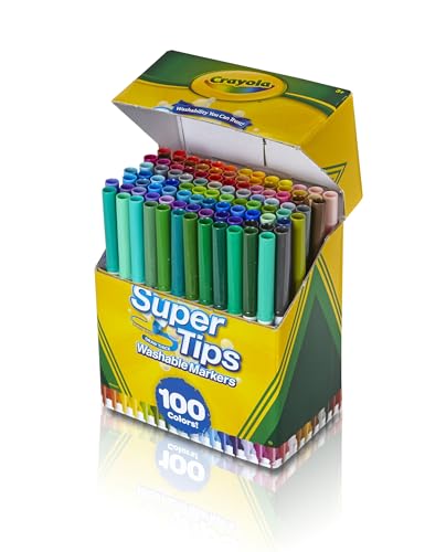 Crayola Super Tips Marker Set (100ct), Fine Point Washable Markers, Teacher Must Haves, Back to School Supplies for Kids & Adults, Art Supplies, Ages 3+ - size: 1 Count (Pack of 1)