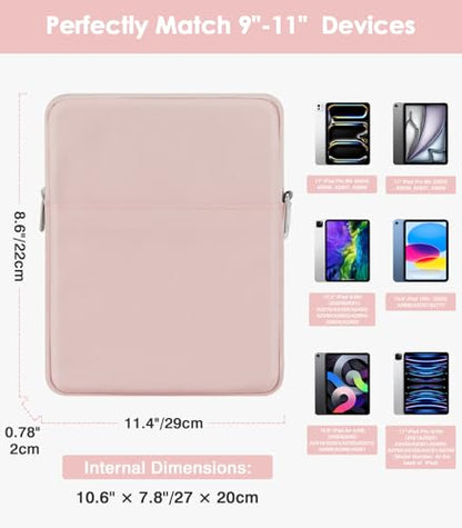 MoKo 9-11 Inch Tablet Sleeve Bag Carrying Case Fits New 11-inch iPad Pro M4/iPad Air M2 2024, Air 5/4/3 10.9"/10.5", Pro 11 M2, i-Pad10th 10.9, i-Pad9/8th Gen 10.2, Tab S8/S9 11", Pink - color: Pink, size: 9-11
